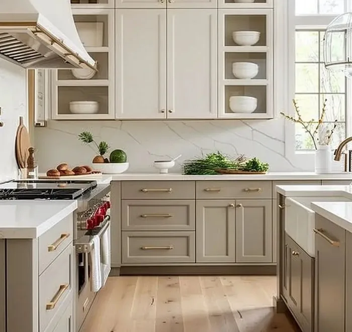 آشپزخانه‌های سفید و چوب روشن